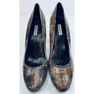 Alfani Snakeskin Patterned Heels in Brown